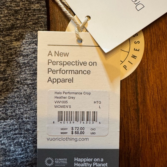 Vuori Halo Performance Crop Top in Heather Grey - Picture 5 of 9